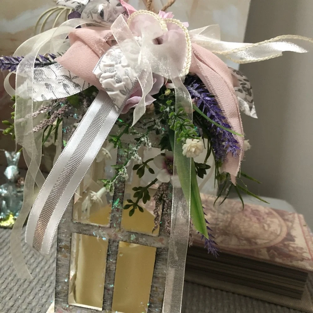 Handcrafted White Glitter Lantern with Soft Yellow Glow - Picture 3 of 12